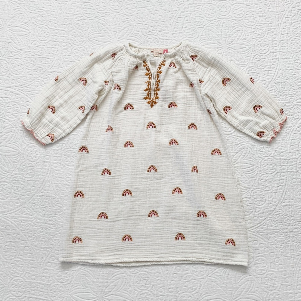 Pink Chicken Girls Cotton Gauze Ava Dress, Rainbows